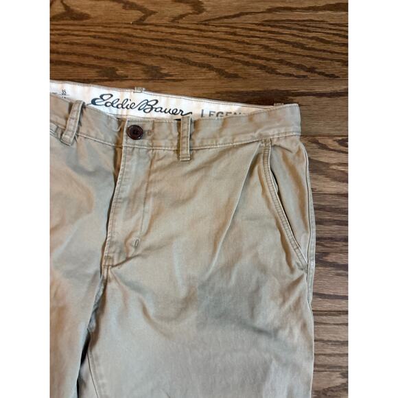 Eddie Bauer Khaki Classic Fit Flat Front Straight Chino Pants Mens 35x34 Career - Picture 3 of 7